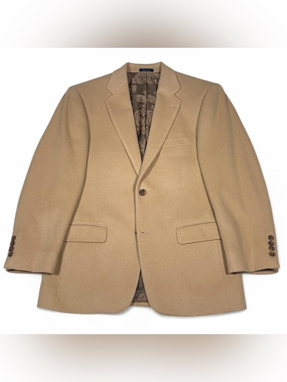 Turnbury Camel Hair Tan Blazer Men’s Size 38S Sport Coat Gold Paisley Lining